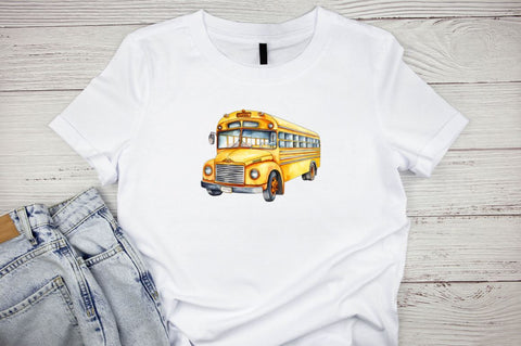 Retro School Bus Watercolor Clipart Bundle Sublimation Designangry 