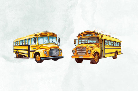 Retro School Bus Watercolor Clipart Bundle Sublimation Designangry 
