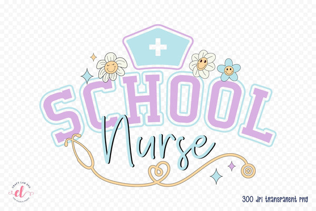 Retro School Nurse Sublimation Design Sublimation CraftLabSVG 