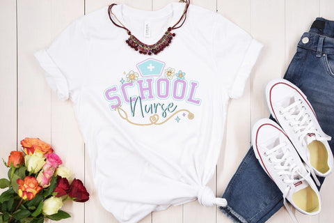 Retro School Nurse Sublimation Design Sublimation CraftLabSVG 