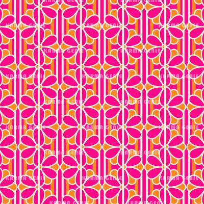 Retro Sixties Seventies Hippie Style Pink And Orange Flower Pattern Digital Paper Digital Pattern Karma Genie Graphics 