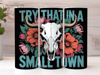 Retro Skull Cow 20oz Tumbler, Skull Cow, Small Town, Tumbler Wrap, Sublimation Design, Country Style, 20oz Tumbler Sublimation Lara' s Designs 