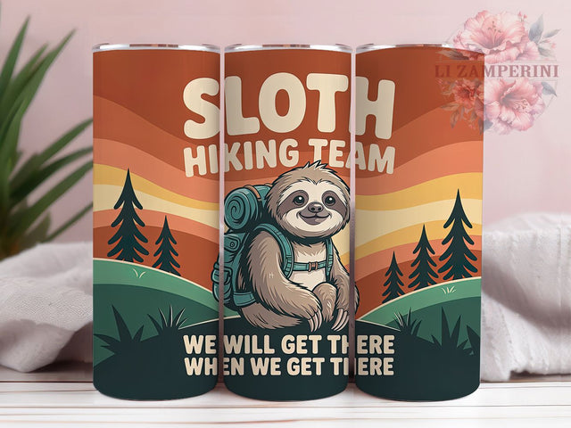 Retro Sloth Hiking 20oz Tumbler, Sloth Hiking Team, Funny Quote, Tumbler Wrap, Sublimation Design, Cute Animals, 20oz Tumbler Sublimation Li Zamperini 