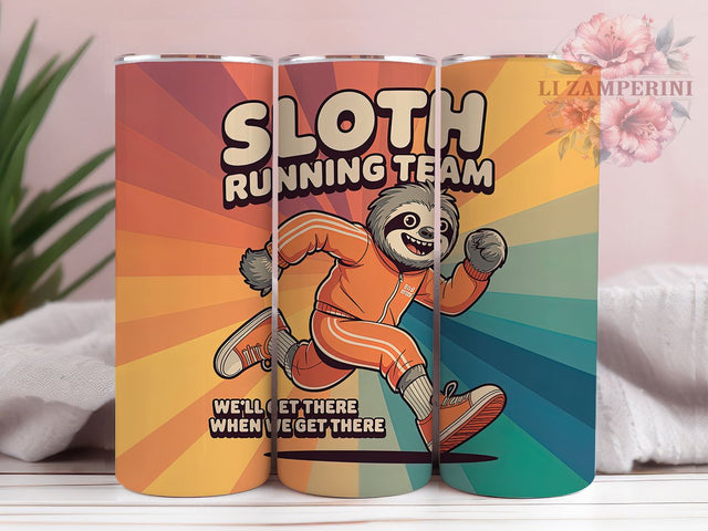 Retro Sloth Running 20oz Tumbler, Sloth Running Team, Funny Quote, Tumbler Wrap, Sublimation Design, Cute Animals, 20oz Tumbler Sublimation Li Zamperini 