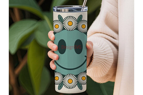 Retro Smiley 20oz Tumbler Wrap Sublimation DesignSVG 