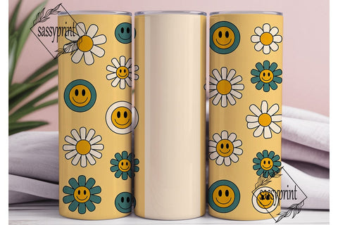 Retro Smiley 20oz Tumbler Wrap Sublimation sassyprint 