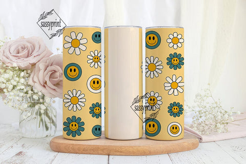 Retro Smiley 20oz Tumbler Wrap Sublimation sassyprint 