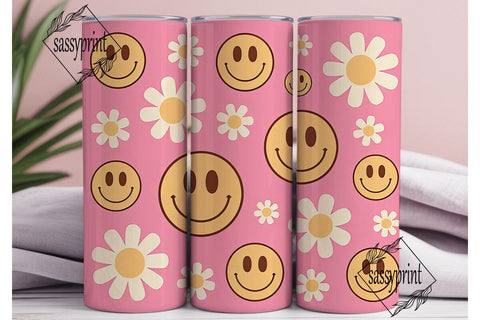 Retro Smiley Daisy 20oz Tumbler Sublimation sassyprint 