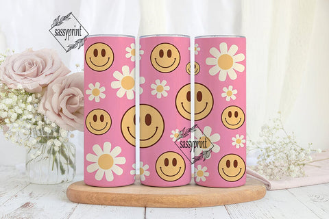 Retro Smiley Daisy 20oz Tumbler Sublimation sassyprint 