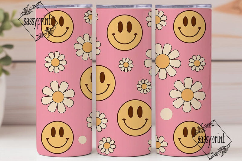 Retro Smiley Daisy 20oz Tumbler Sublimation sassyprint 