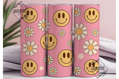 Retro Smiley Daisy 20oz Tumbler Sublimation sassyprint 