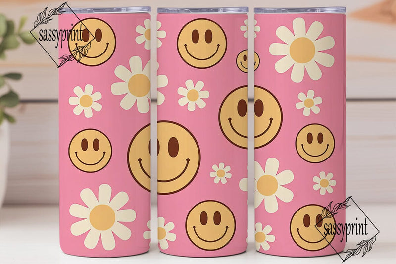 Retro Smiley Daisy 20oz Tumbler Sublimation sassyprint 