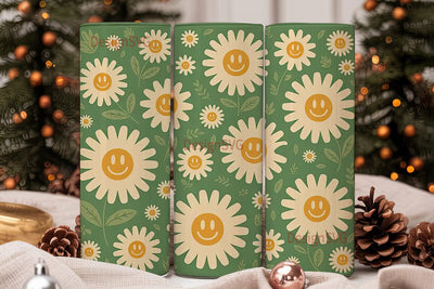 Retro Smiley Daisy 20oz Tumbler Wrap Sublimation DesignSVG 