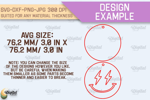 Retro Smiley Keychain SVG Bundle. Smiley Face Keychain Laser Cut SVG Evgenyia Guschina 