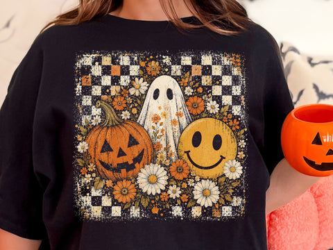 Retro Smiley Pumpkin Ghost PNG Bundle SVG DesignDestine 