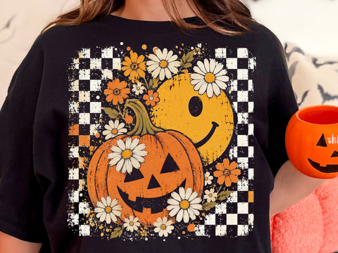 Retro Smiley Pumpkin Ghost PNG Bundle SVG DesignDestine 