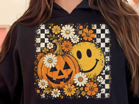 Retro Smiley Pumpkin Ghost PNG Bundle SVG DesignDestine 