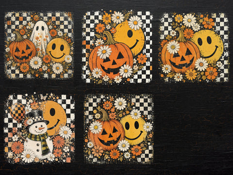 Retro Smiley Pumpkin Ghost PNG Bundle SVG DesignDestine 