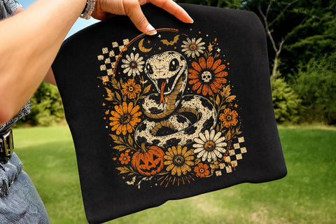 Retro Snake Halloween Floral PNG Design SVG DesignDestine 