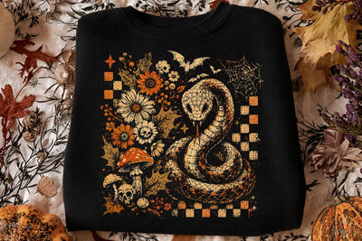 Retro Snake Halloween Floral PNG Design SVG DesignDestine 