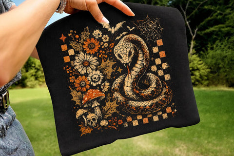 Retro Snake Halloween Floral PNG Design SVG DesignDestine 