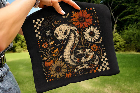 Retro Snake Halloween Floral PNG Design SVG DesignDestine 