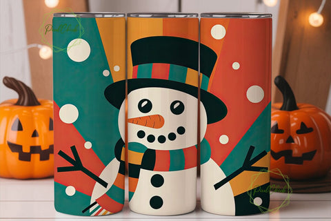 Retro Snowman Christmas 20oz Tumbler Sublimation PixelChick 