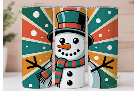 Retro Snowman Christmas 20oz Tumbler Sublimation PixelChick 