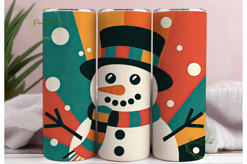 Retro Snowman Christmas 20oz Tumbler Sublimation PixelChick 