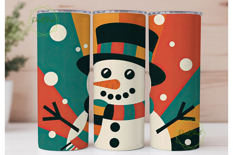 Retro Snowman Christmas 20oz Tumbler Sublimation PixelChick 