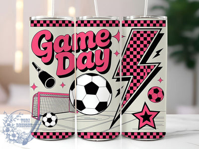 Retro Soccer Game Day 20oz Tumbler, Game Day Design, Sublimation Wrap, 20oz Tumbler Design, Sports Gift, PNG Tumbler Wrap, Soccer Theme Sublimation ToriDesigns 