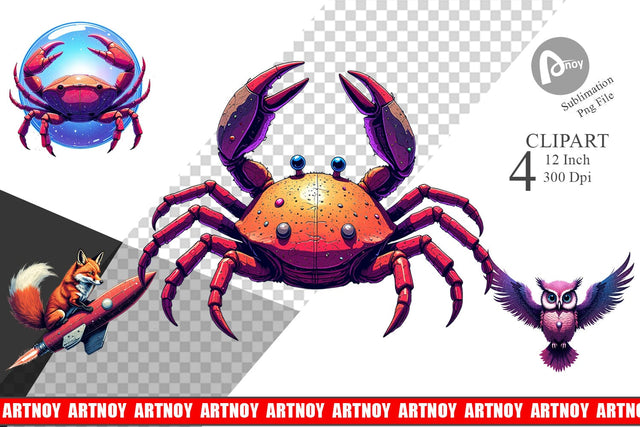 Retro Space Creatures Clipart Sublimation artnoy 