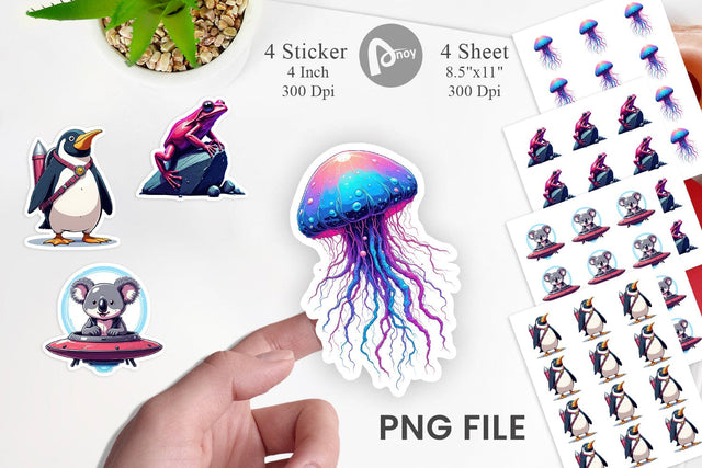 Retro Space Creatures Sticker Sublimation artnoy 