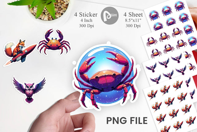 Retro Space Creatures Sticker Sublimation artnoy 