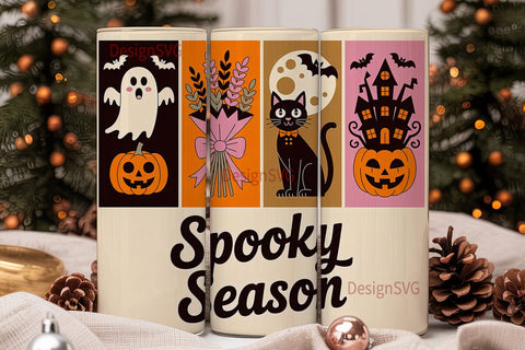 Retro Spooky Season 20oz Tumbler Wrap Sublimation DesignSVG 