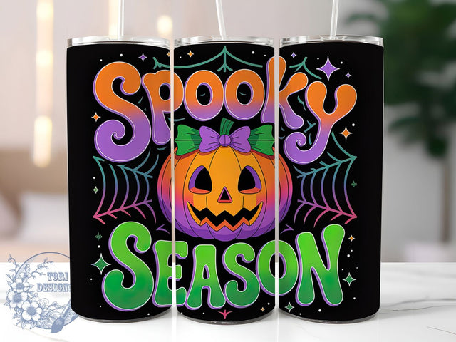 Retro Spooky Season Halloween Tumbler, Retro Halloween Mug, Pumpkin Sublimation, Fall Coffee Cup, Vintage Halloween Wrap, 20Oz Tumbler Design, Autumn Drinkware Sublimation ToriDesigns 