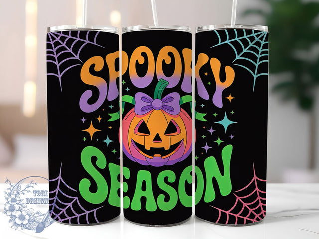 Retro Spooky Season Halloween Tumbler, Retro Halloween Mug, Pumpkin Sublimation, Fall Coffee Cup, Vintage Halloween Wrap, 20Oz Tumbler Design, Autumn Drinkware Sublimation ToriDesigns 