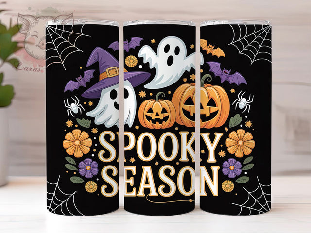 Retro Spooky Season Halloween Tumbler, Retro Halloween Wrap, Ghost And Pumpkin Cup, Vintage Halloween Design, 20oz Tumbler Wrap, Halloween Sublimation, Retro Spooky Drinkware Sublimation Lara' s Designs 