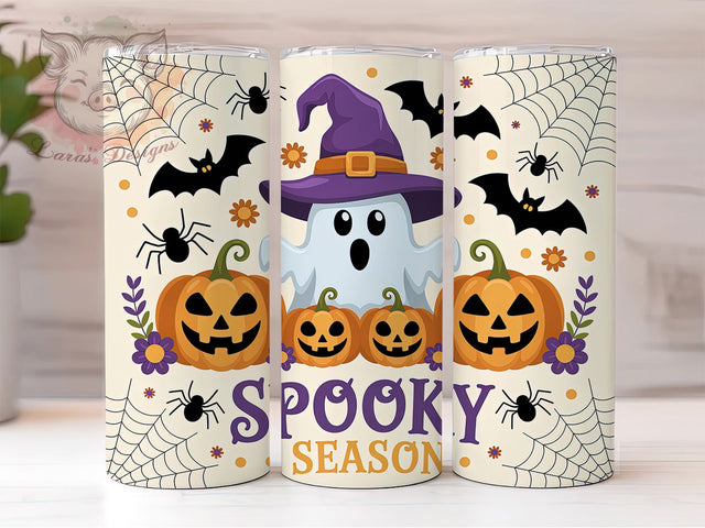 Retro Spooky Season Halloween Tumbler, Retro Halloween Wrap, Ghost And Pumpkin Cup, Vintage Halloween Design, 20oz Tumbler Wrap, Halloween Sublimation, Retro Spooky Drinkware Sublimation Lara' s Designs 