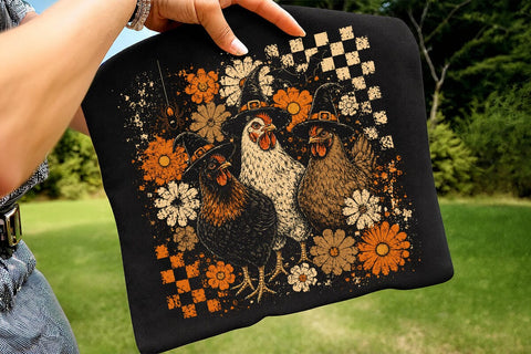 Retro Spooky Witch Chicken Halloween PNG SVG DesignDestine 