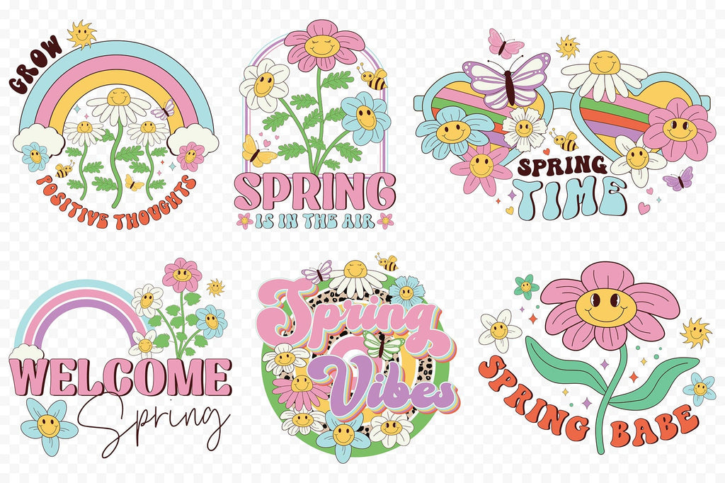 Retro Spring PNG Sublimation Bundle - So Fontsy