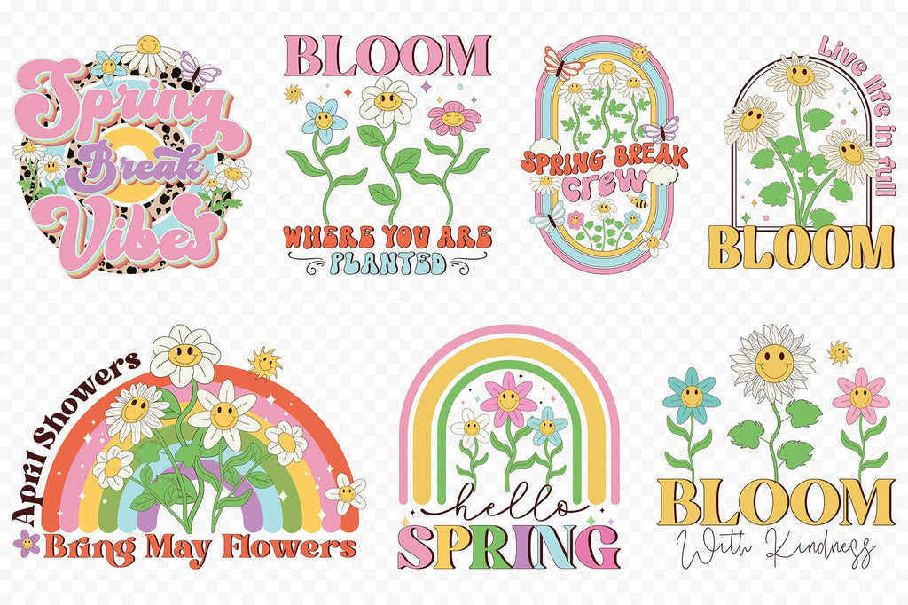 Retro Spring PNG Sublimation Bundle - So Fontsy