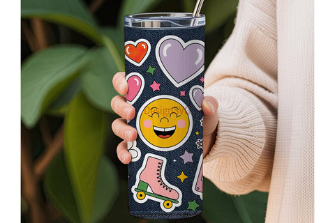 Retro Sticker 20oz Tumbler Wrap Sublimation DesignSVG 