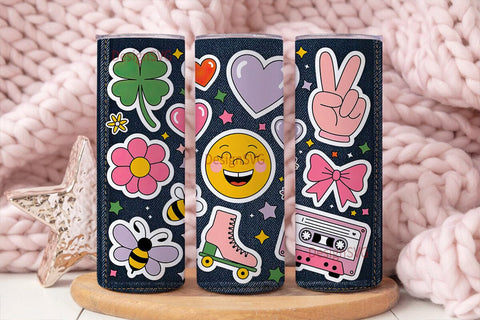 Retro Sticker 20oz Tumbler Wrap Sublimation DesignSVG 