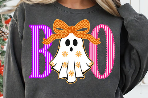 Retro Striped Boo SVG, Boo Ghost SVG, Coquette Halloween SVG SVG SVG Studio 