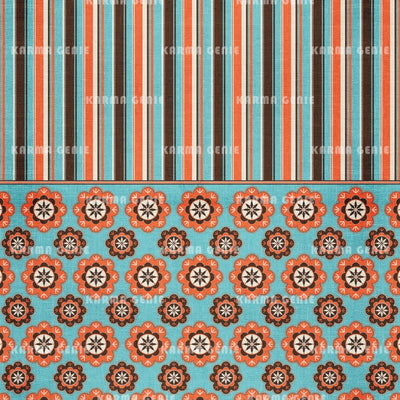Retro Stripes Over Flowers Fabric Textured Pattern Digital Paper Digital Pattern Karma Genie Graphics 