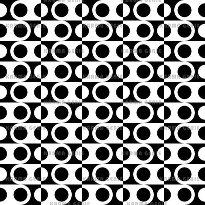 Retro Style Black and White Abstract Circles Sixties Pattern Digital Paper Digital Pattern Karma Genie Graphics 