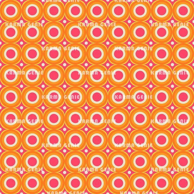 Retro Style Funky Mid Century Pink And Orange Pattern Digital Paper Digital Pattern Karma Genie Graphics 