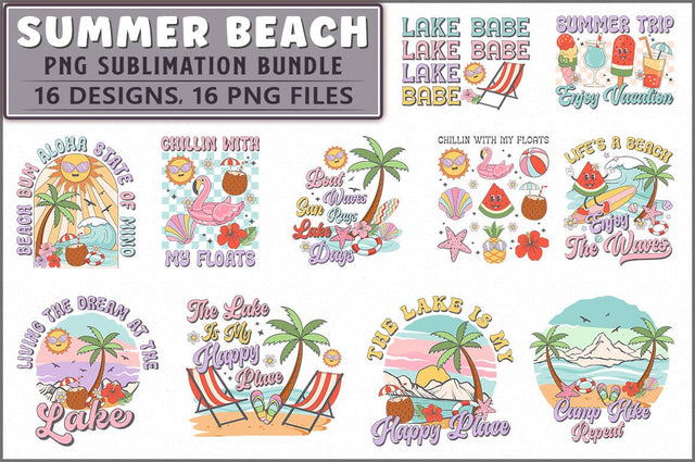 Retro Summer Beach PNG Bundle Sublimation Shetara Begum 