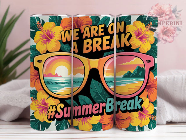 Retro Summer Break 20oz Tumbler, Summer Break Wrap, Funny Vacation Quote, Beach Sublimation PNG, 20oz Tumbler Wrap, Relaxation Lifestyle Sublimation, Tropical Holiday Design Sublimation Li Zamperini 
